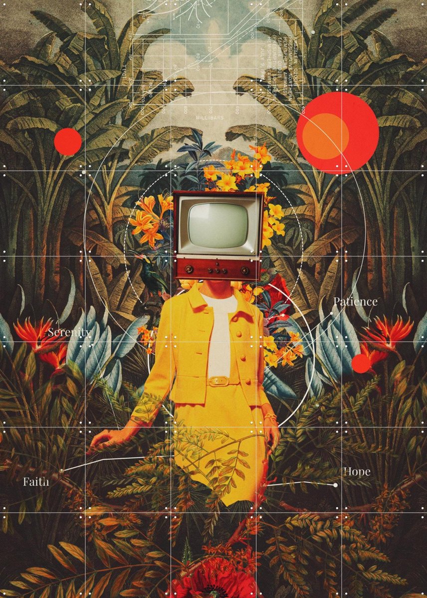 IXXI She came from the Wilderness, Frank Moth - 100 x 140 cm - Gratis ophangtool - Grote wanddecoratie en posters - Vintage, Collage, Kleurrijk, Pop