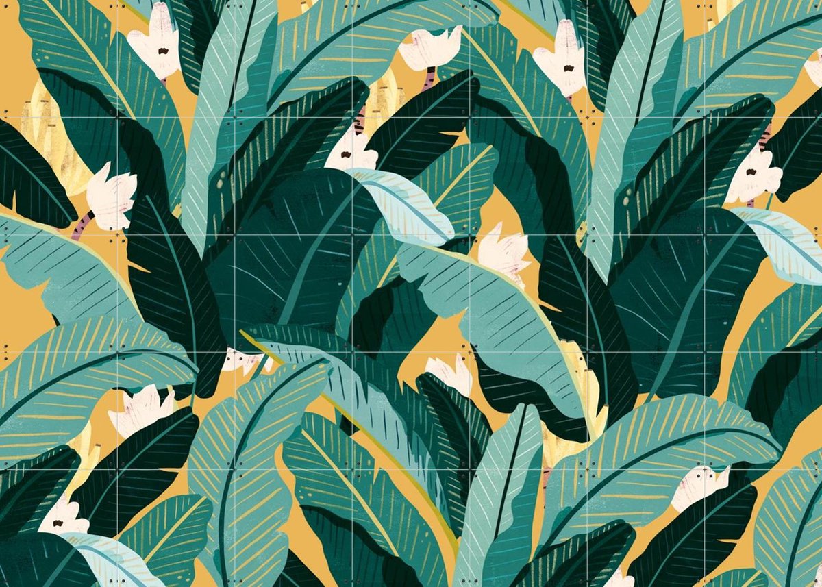 IXXI Banana Leaf Classic Yellow, Lotte Dirks - 140 x 100 cm - Gratis ophangtool - Grote wanddecoratie en posters - Grafisch Ontwerp, Speels, Digitale