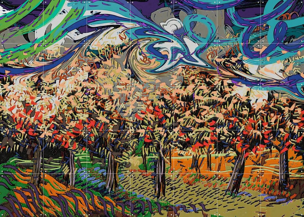 IXXI The White Orchard, Marylène Madou & Van Gogh 21st Century - 140 x 100 cm - Gratis ophangtool - Grote wanddecoratie en posters - Digitale Kunst