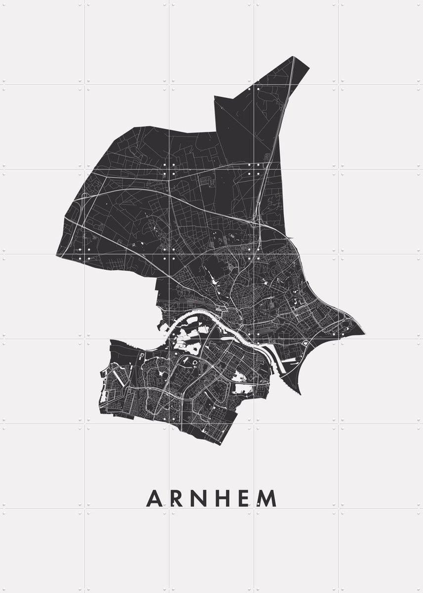 IXXI Arnhem City Map, Kunst in Kaart - 100 x 140 cm - Gratis ophangtool - Grote wanddecoratie en posters - Abstract, Minimalisme, Line art, Grafisch