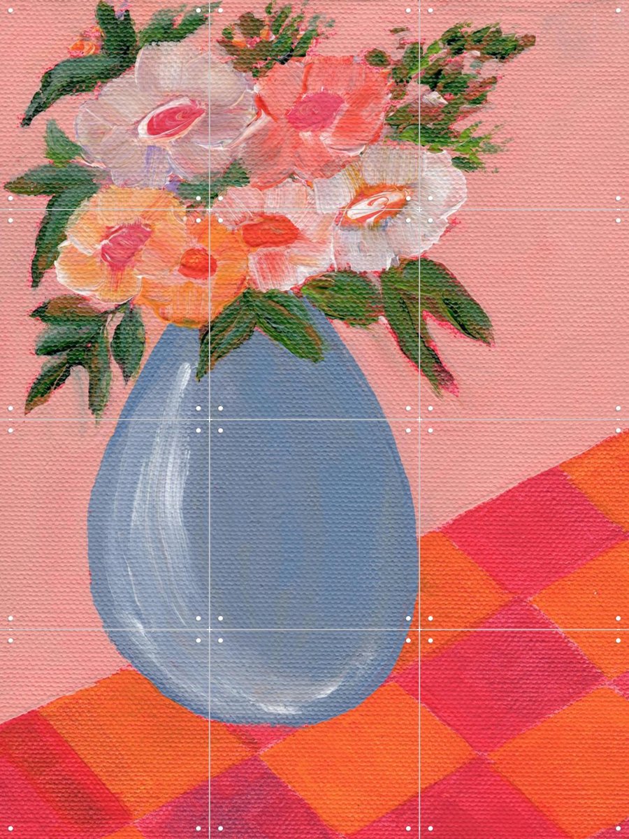 IXXI Hot Pink, Nikita Jariwala & Various - 60 x 80 cm - Gratis ophangtool - Grote wanddecoratie en posters - Speels, Impressionisme, Olieverf
