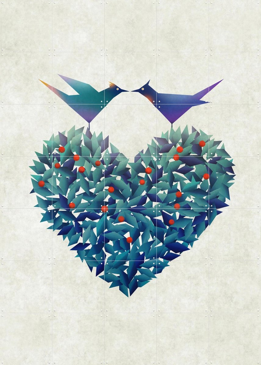 IXXI Love Birds, Angelo Cerantola - 100 x 140 cm - Gratis ophangtool - Grote wanddecoratie en posters - Illustraties, Geometrische Kunst, Grafisch