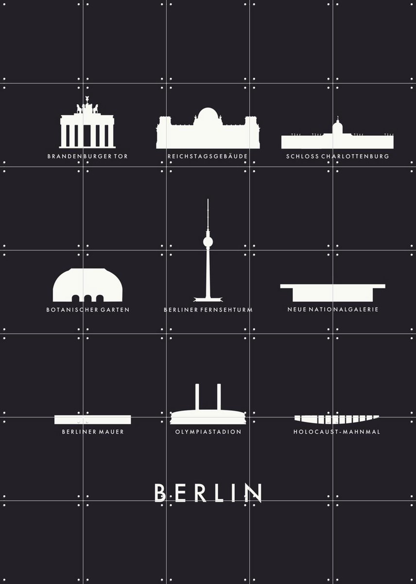 IXXI Berlin Architecture black, Kunst in Kaart - 100 x 140 cm - Gratis ophangtool - Grote wanddecoratie en posters - Line art, Illustraties
