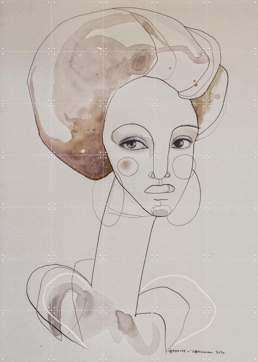 IXXI Poet, Lemholt N' Bergman - 100 x 140 cm - Gratis ophangtool - Grote wanddecoratie en posters - Line art, Illustraties, Aquarel, Abstract