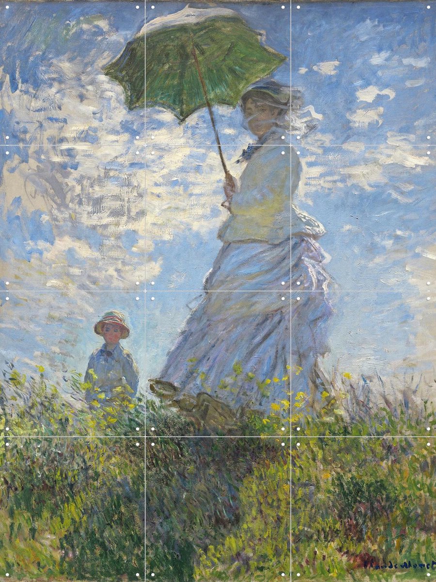 IXXI Women with a Parasol - Madame Monet and Son, Claude Monet & Bridgeman Images - 60 x 80 cm - Gratis ophangtool - Grote wanddecoratie en posters -