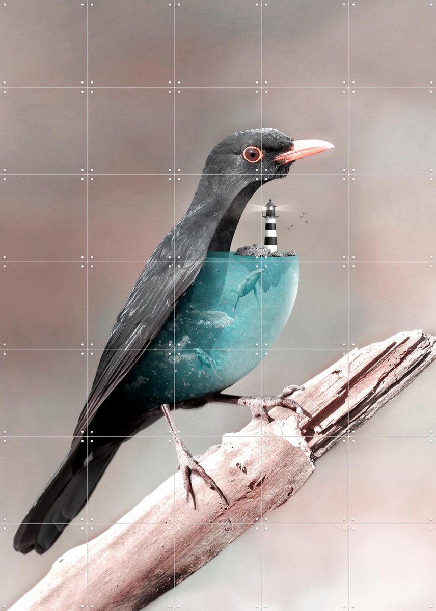 IXXI Aqua Birdo, Julien Tabet - 100 x 140 cm - Gratis ophangtool - Grote wanddecoratie en posters - Fotografie, Illustraties, Surrealisme, Digitale