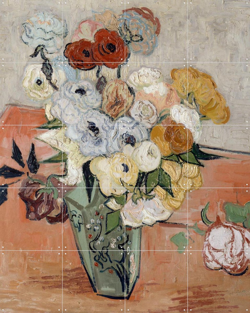 IXXI Rozen en anemonen, Vincent van Gogh (1853 - 1890) & Bridgeman Images - 80 x 100 cm - Gratis ophangtool - Grote wanddecoratie en posters -