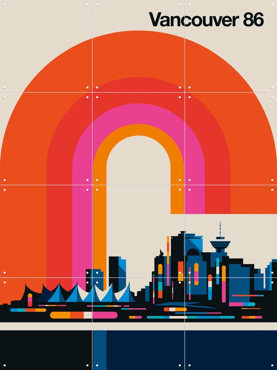 IXXI Vancouver 86, Bo Lundberg - 60 x 80 cm - Gratis ophangtool - Grote wanddecoratie en posters - Geometrische Kunst, Kleurrijk, Pop art, Digitale