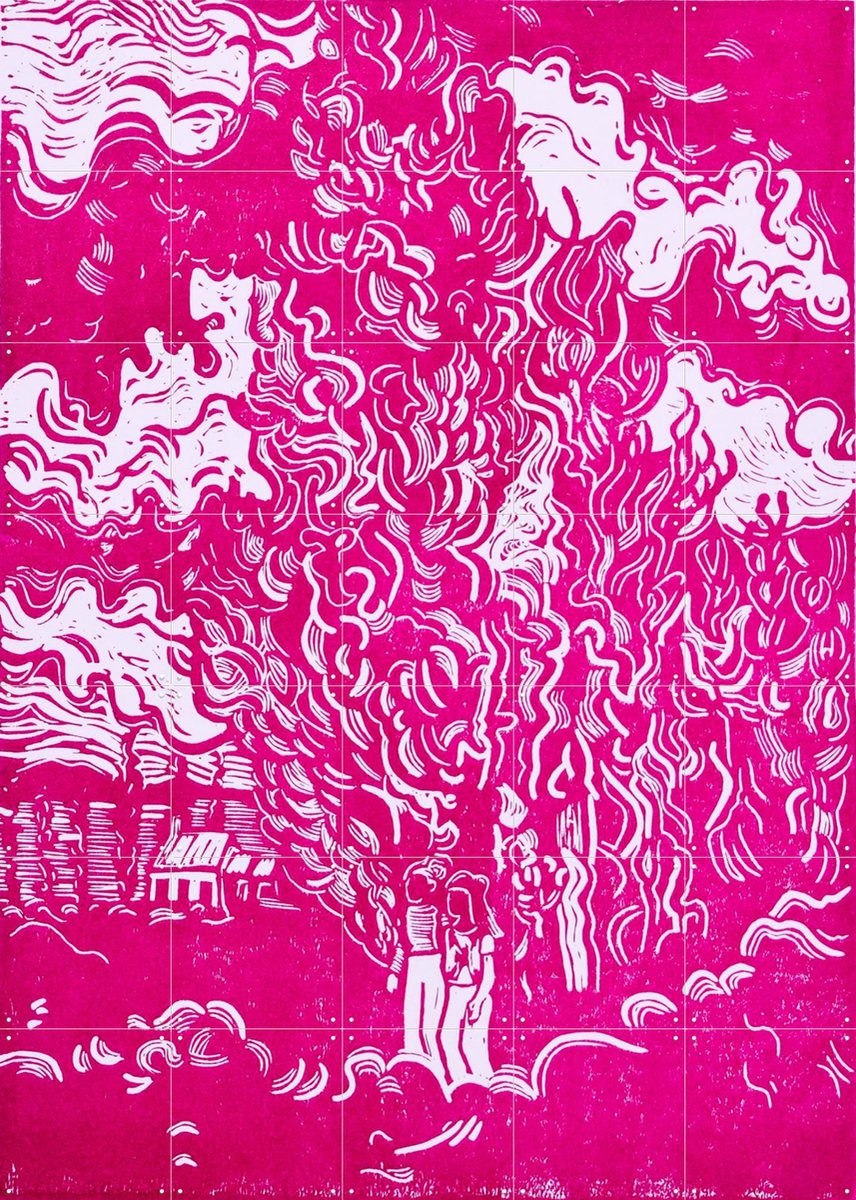 IXXI Cypresses and two Women, Annelotte Snetselaar & Van Gogh 21st Century - 100 x 140 cm - Gratis ophangtool - Grote wanddecoratie en posters -