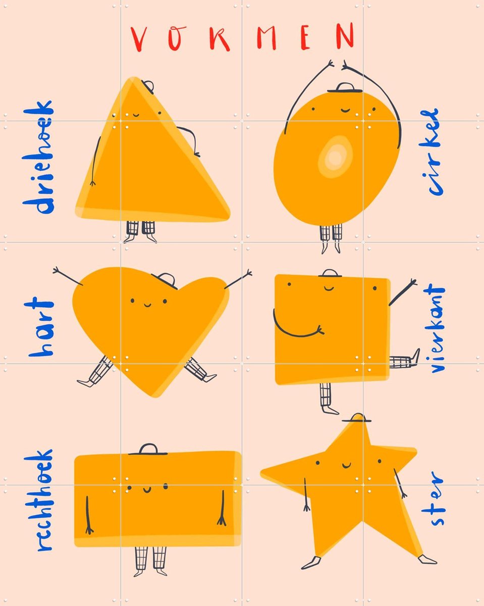 IXXI Vormen, Gozde - 80 x 100 cm - Gratis ophangtool - Grote wanddecoratie en posters Studeerkamer, Kinderkamer, Educatief