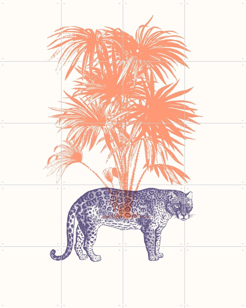 IXXI Panther tree, Florent Bodart - 80 x 100 cm - Gratis ophangtool - Grote wanddecoratie en posters - Illustraties, Art Deco, Speels, Woonkamer