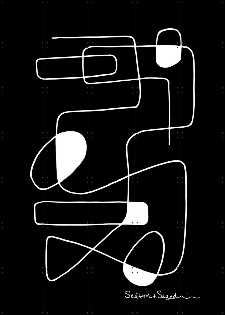 IXXI Linework black, Sefton & Segedin - 100 x 140 cm - Gratis ophangtool - Grote wanddecoratie en posters - Minimalisme, Illustraties, Abstract