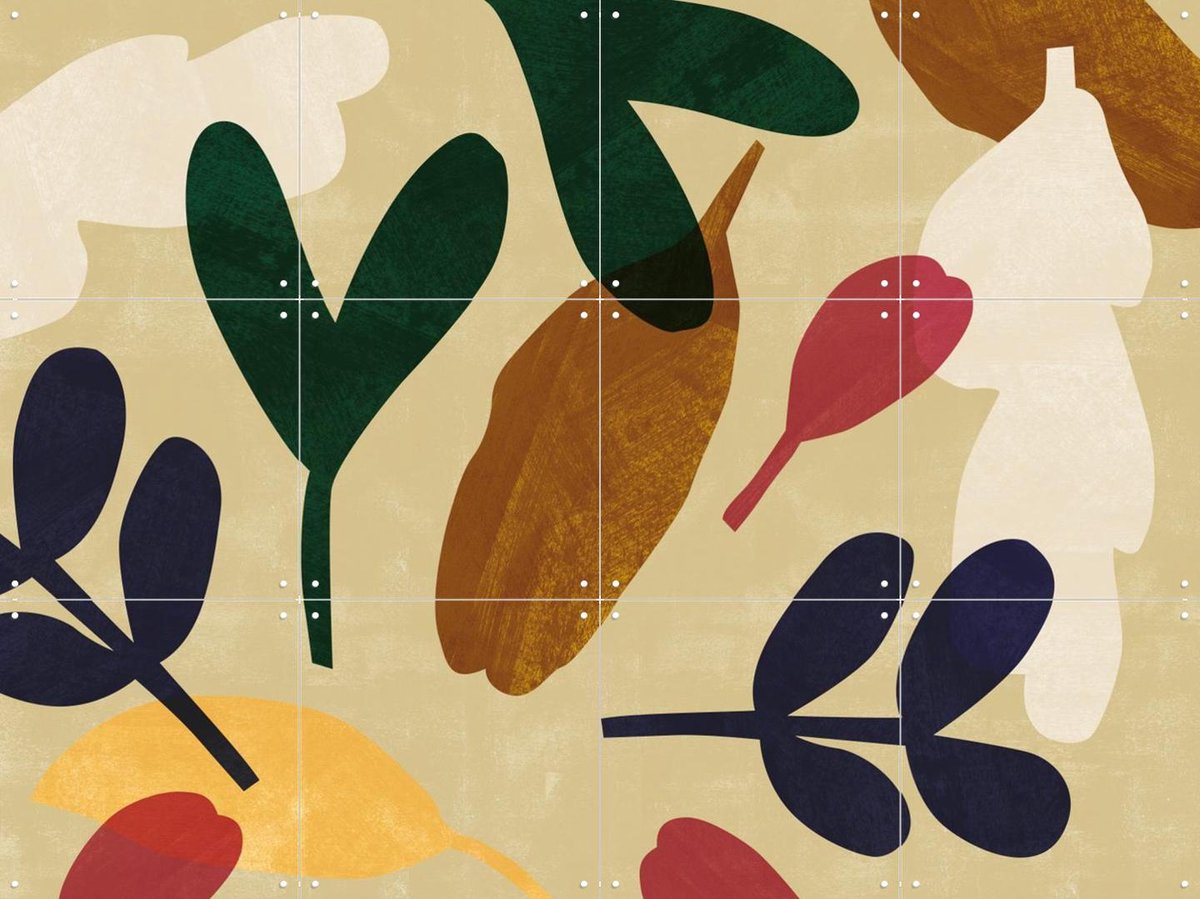 IXXI Little Leaves, Lotte Dirks - 80 x 60 cm - Gratis ophangtool - Grote wanddecoratie en posters - Illustraties, Abstract, Woonkamer, Bladeren