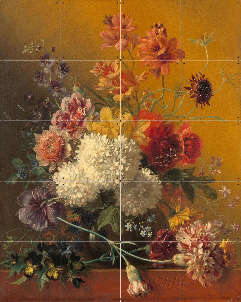 IXXI Bloemstilleven, Jan van Os & Rijksmuseum - 80 x 100 cm - Gratis ophangtool - Grote wanddecoratie en posters - Schilderijen, Klassiek, Olieverf