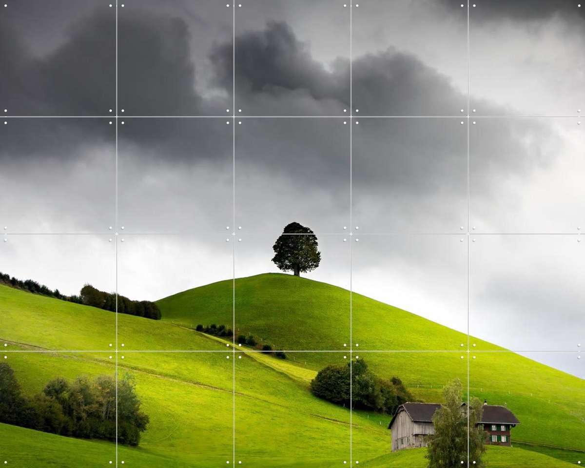 IXXI Swiss Green Hills, Claire Droppert - 100 x 80 cm - Gratis ophangtool - Grote wanddecoratie en posters - Fotografie, Naturalisme, Woonkamer
