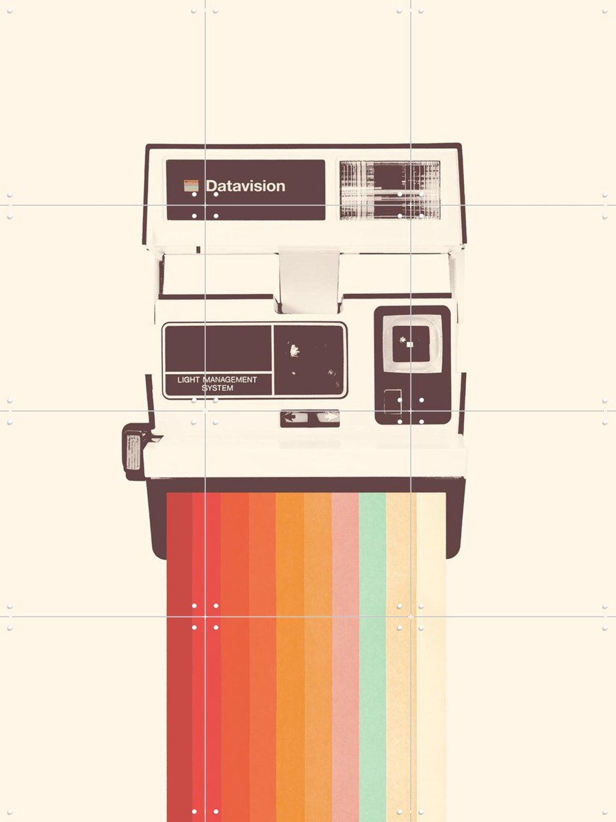 IXXI Instant Camera Rainbow, Florent Bodart - 60 x 80 cm - Gratis ophangtool - Grote wanddecoratie en posters - Pop art, Minimalisme, Vintage, Speels