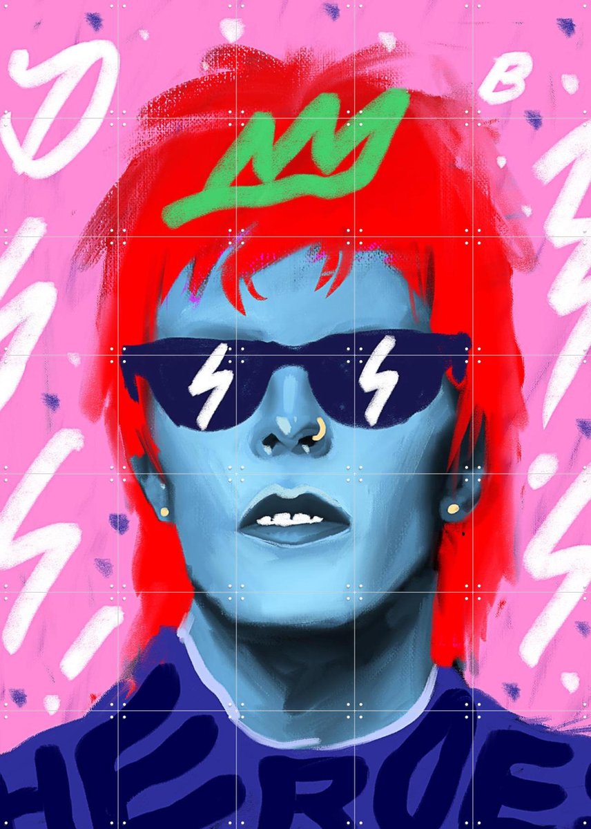 IXXI Bowie Heroes, Pop-art by Tadej - 100 x 140 cm - Gratis ophangtool - Grote wanddecoratie en posters - Kleurrijk, Illustraties, Digitale Kunst