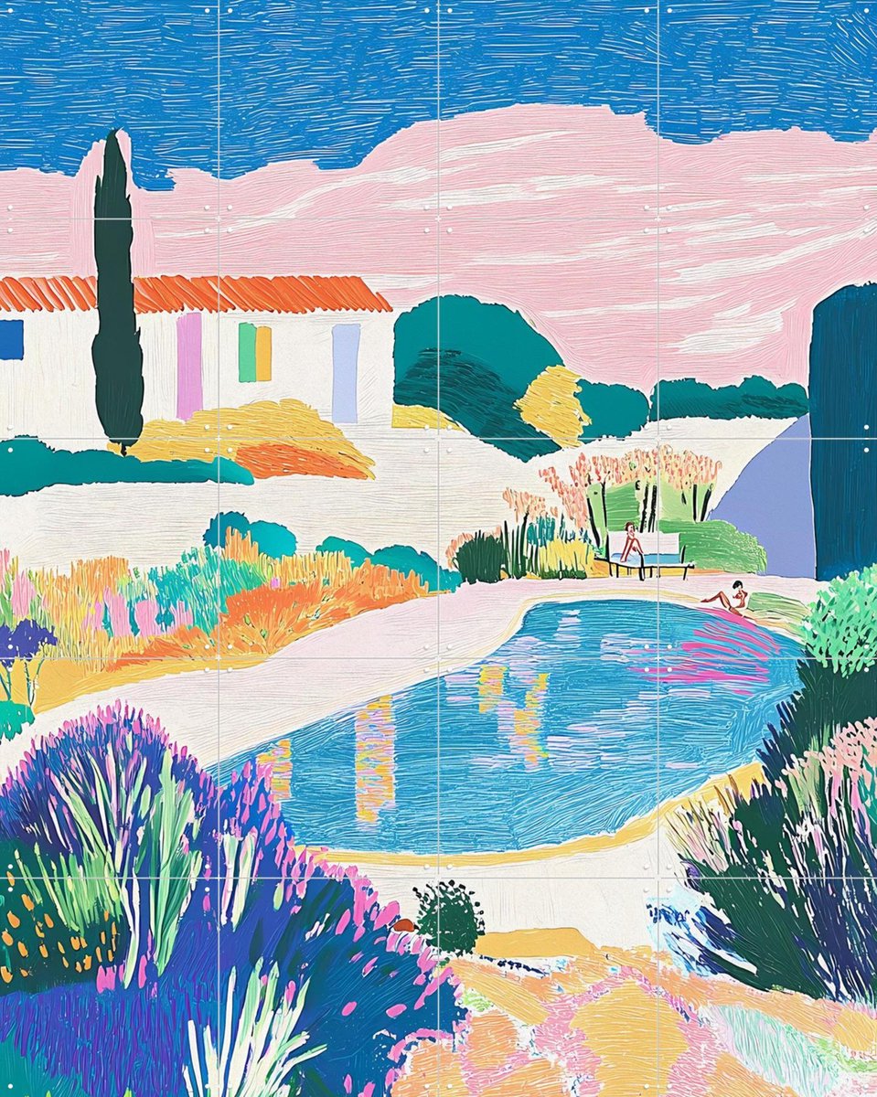 IXXI Zomerhuis, Artclaud - 80 x 100 cm - Gratis ophangtool - Grote wanddecoratie en posters - Abstract, Postimpressionisme, Kleurrijk, Illustraties