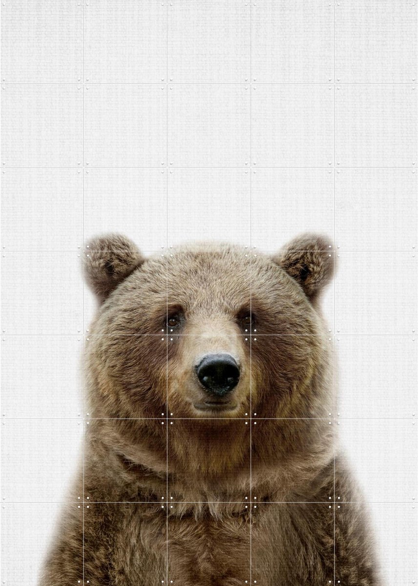 IXXI Bear, Lila + Lola - 100 x 140 cm - Gratis ophangtool - Grote wanddecoratie en posters - Realisme, Fotografie, Grafisch Ontwerp, Kinderkamer