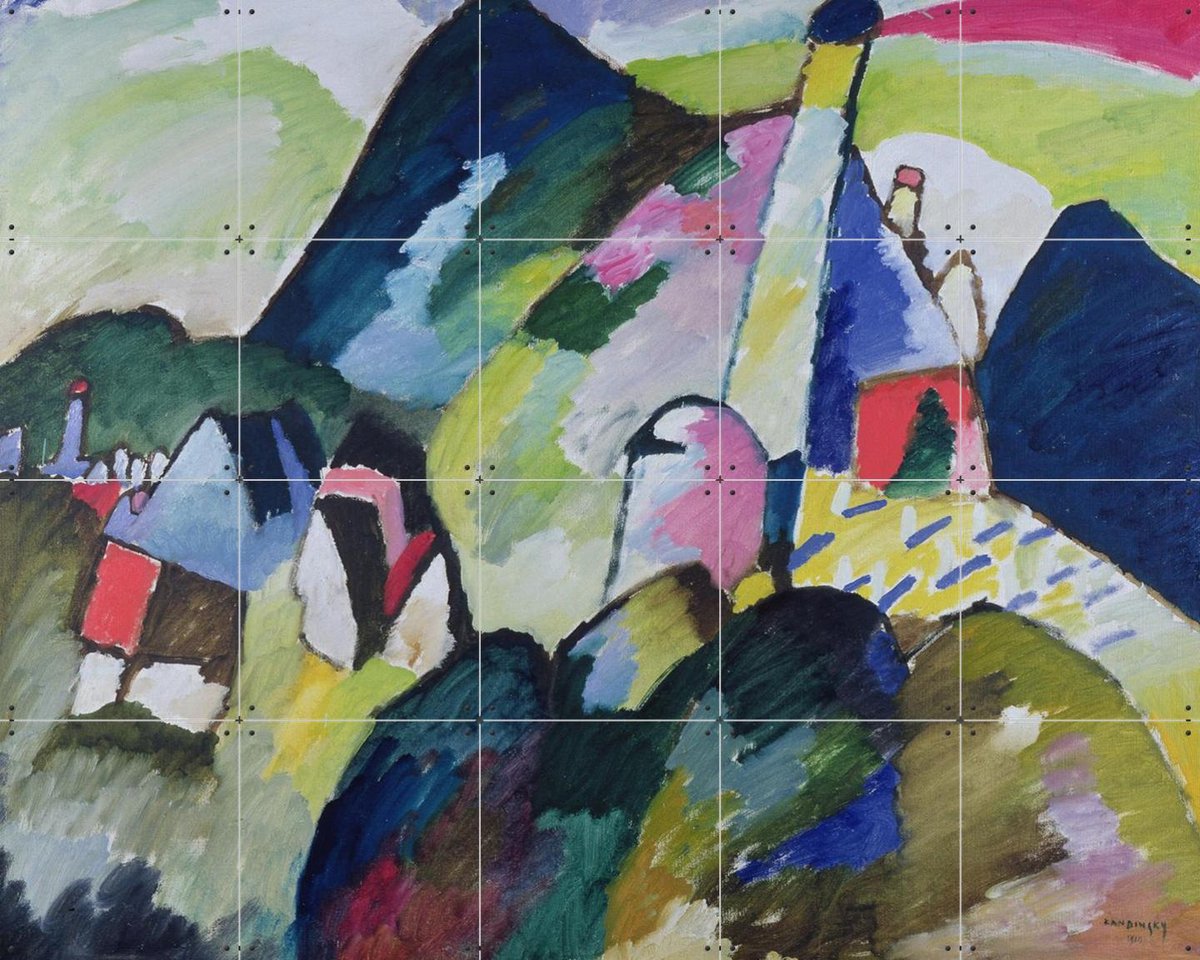 IXXI Murnau with Church II, Kandinsky & Bridgeman Images - 100 x 80 cm - Gratis ophangtool - Grote wanddecoratie en posters - Abstract, Klassiek