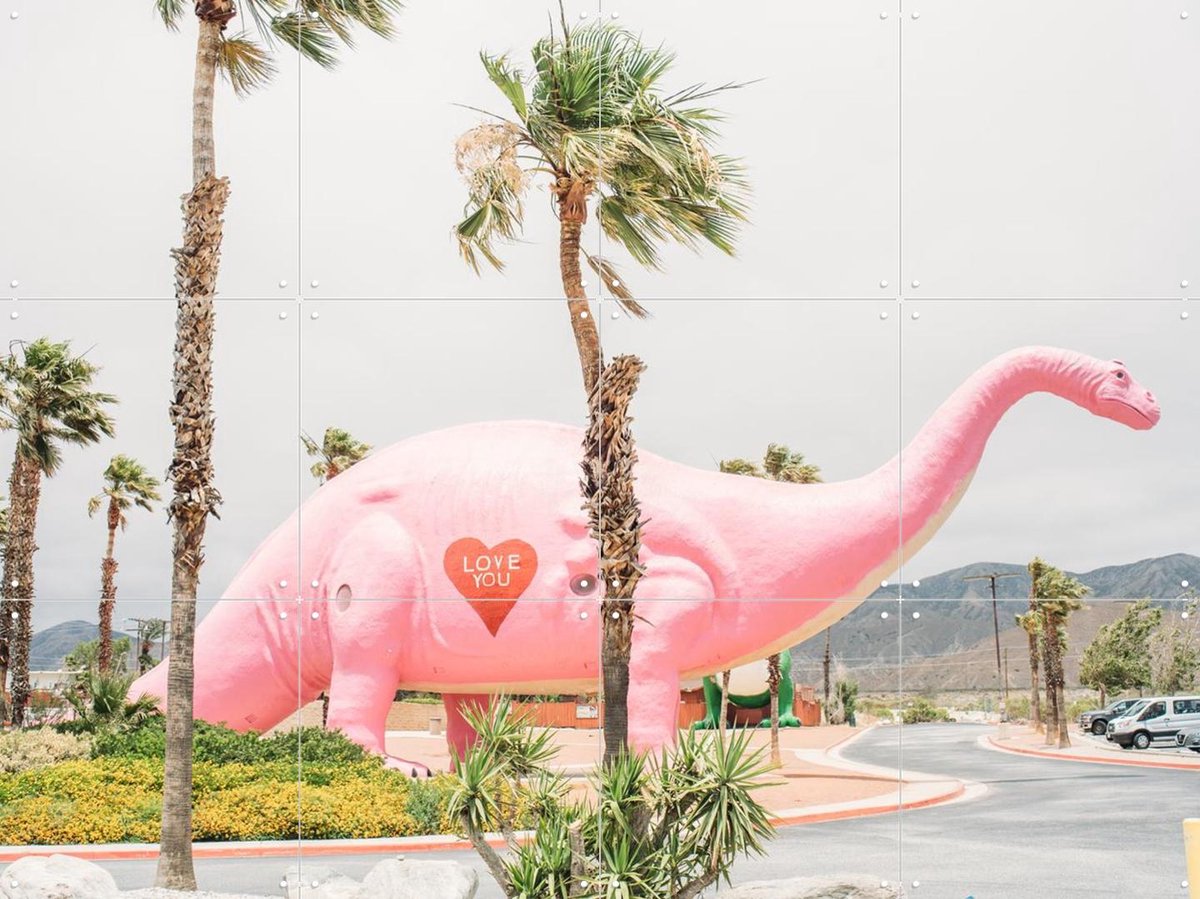 IXXI Pink Dinosaur Love, Pati Photography - 80 x 60 cm - Gratis ophangtool - Grote wanddecoratie en posters - Fotografie, Pop art, Speels