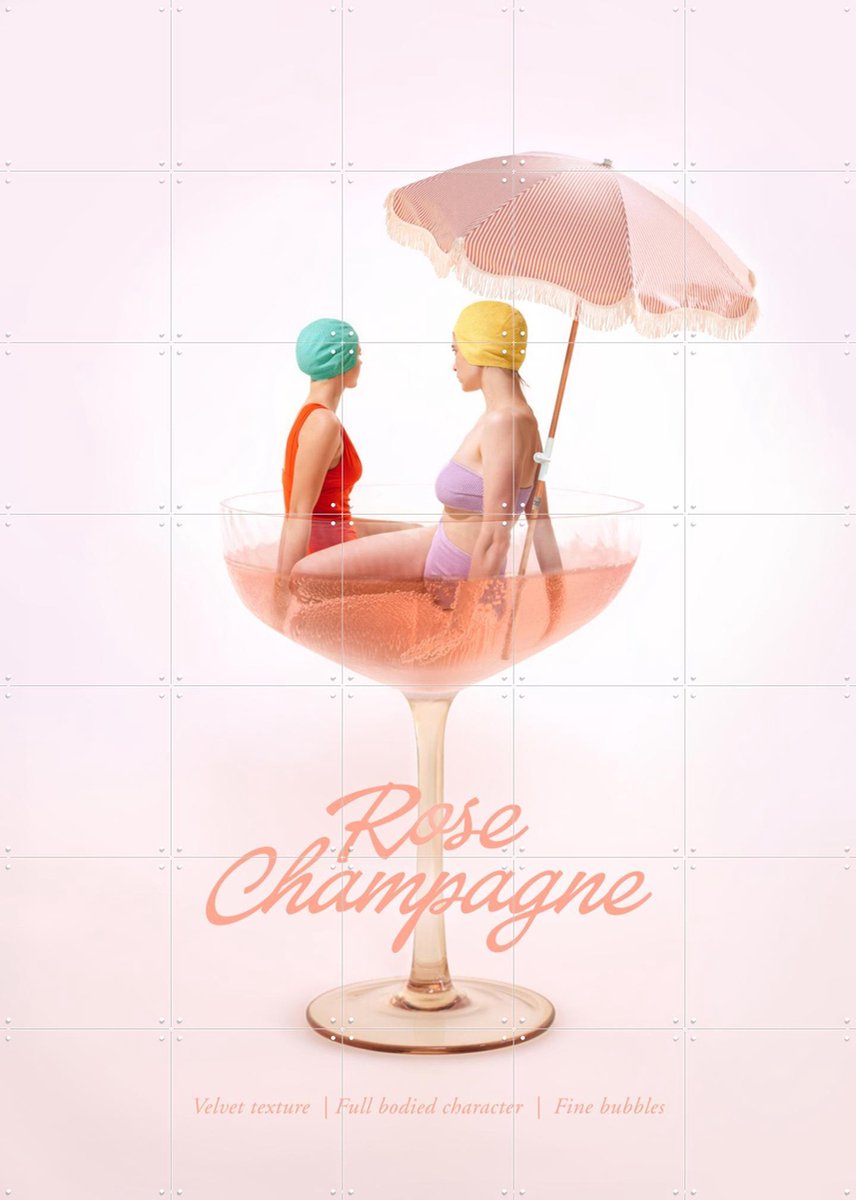 IXXI Rose Champagne, Paul Fuentes - 100 x 140 cm - Gratis ophangtool - Grote wanddecoratie en posters - Fotografie, Pop art, Grafisch Ontwerp, Speels