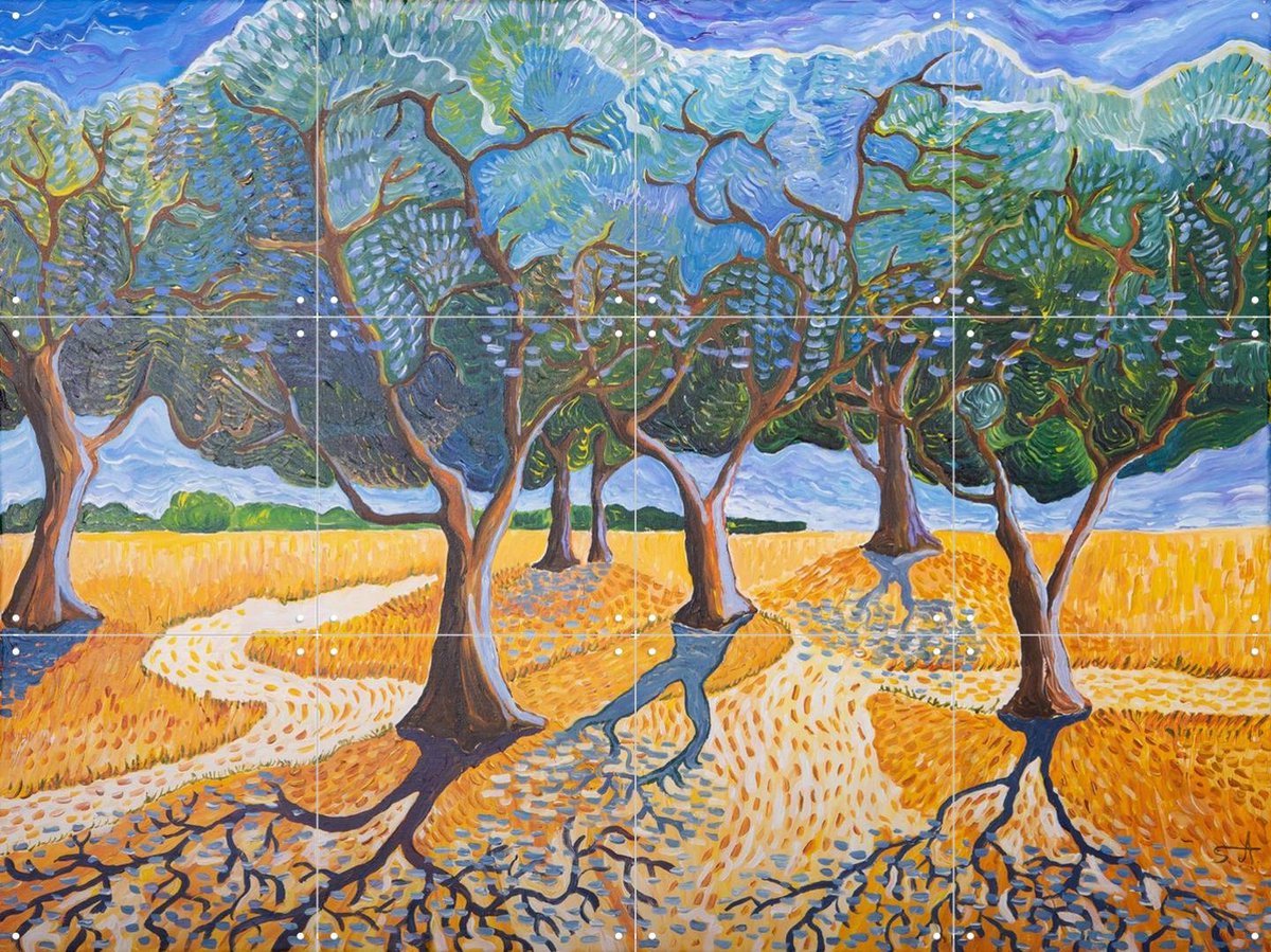 IXXI Trees, Zurab Dariali & Van Gogh 21st Century - 80 x 60 cm - Gratis ophangtool - Grote wanddecoratie en posters - Kleurrijk, Postimpressionisme