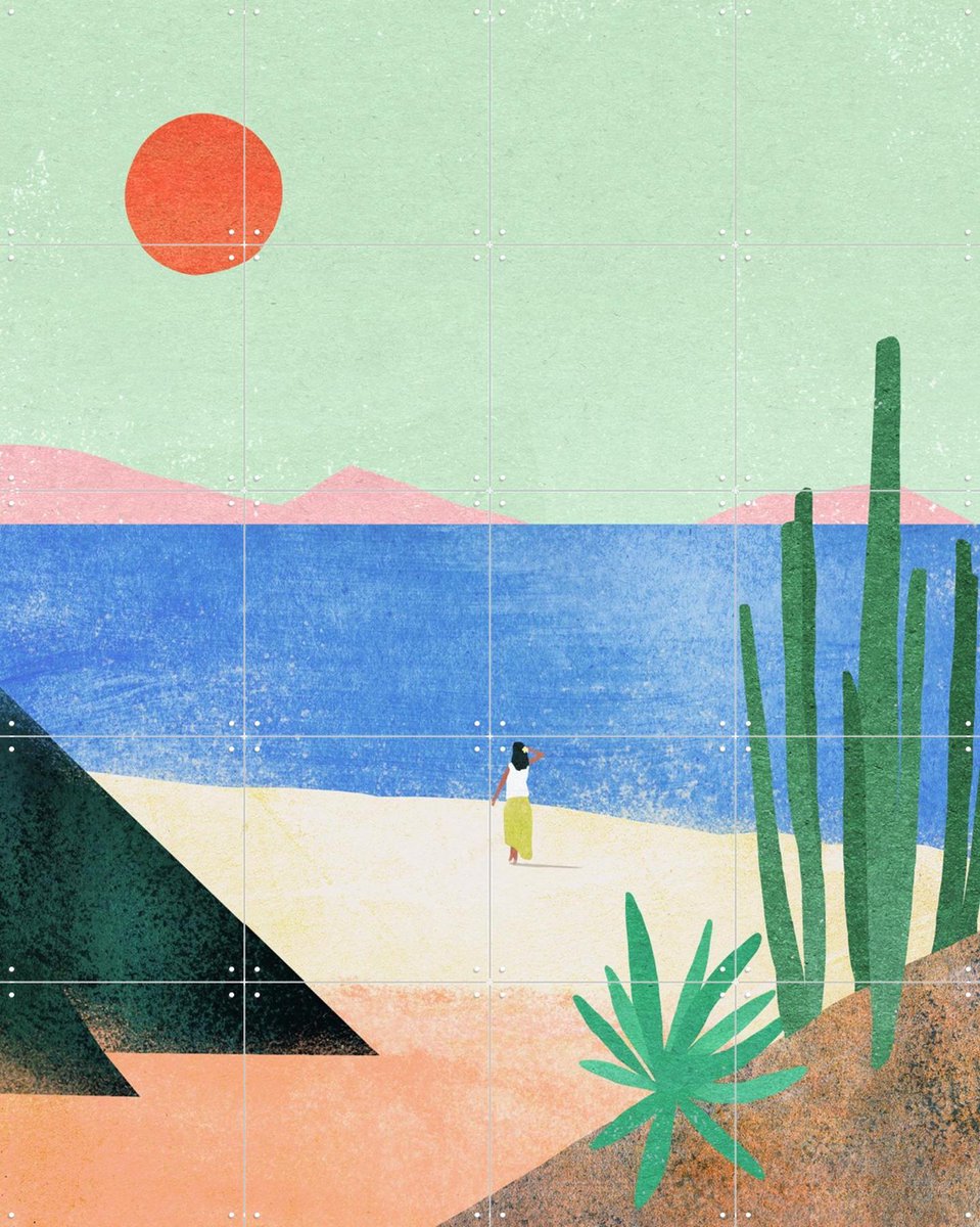 IXXI Beach Girl II, Henry Rivers - 80 x 100 cm - Gratis ophangtool - Grote wanddecoratie en posters - Kleurrijk, Illustraties, Minimalisme