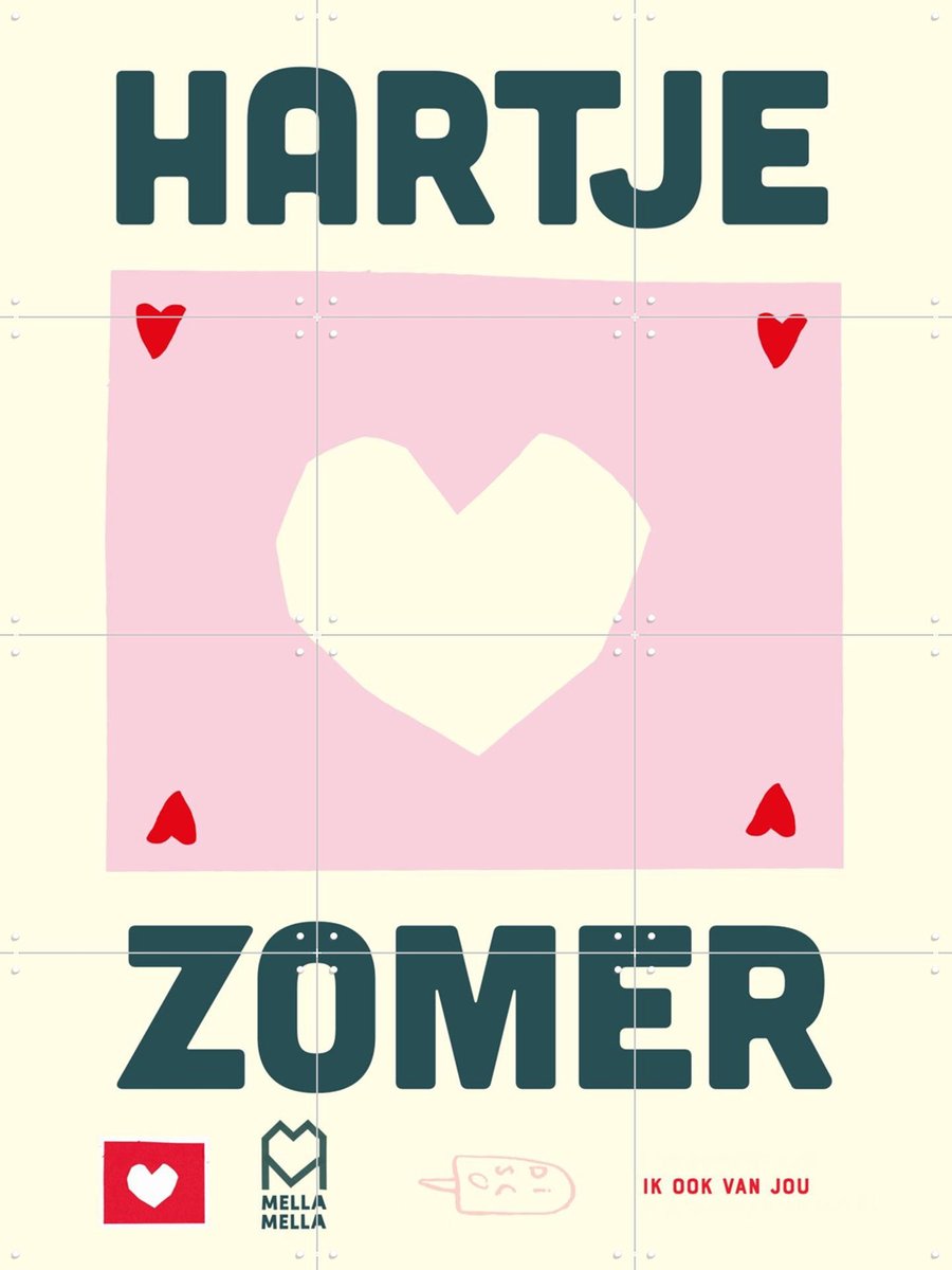 IXXI Hartje Zomer, Mella Mella - 60 x 80 cm - Gratis ophangtool - Grote wanddecoratie en posters - Typografie, Illustraties, Kleurrijk, Minimalisme