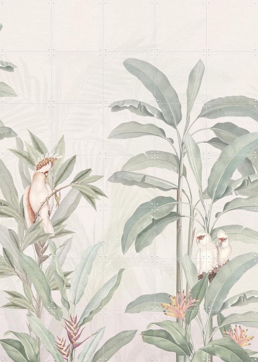 IXXI Vintage Jungle, Bloomery Decor - 100 x 140 cm - Gratis ophangtool - Grote wanddecoratie en posters - Naturalisme, Illustraties, Aquarel, Vintage