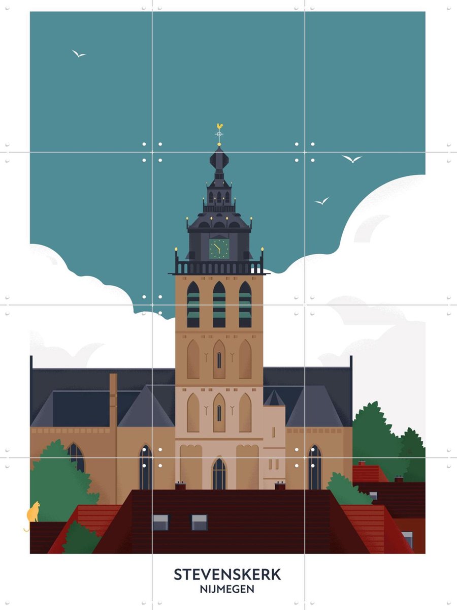 IXXI Stevenskerk, Studio Kars + Boom & Design Podium Nijmegen - 60 x 80 cm - Gratis ophangtool - Grote wanddecoratie en posters - Geometrische Kunst