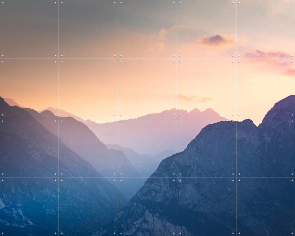 IXXI Mountain Morning, Claire Droppert - 100 x 80 cm - Gratis ophangtool - Grote wanddecoratie en posters - Realisme, Minimalisme, Naturalisme