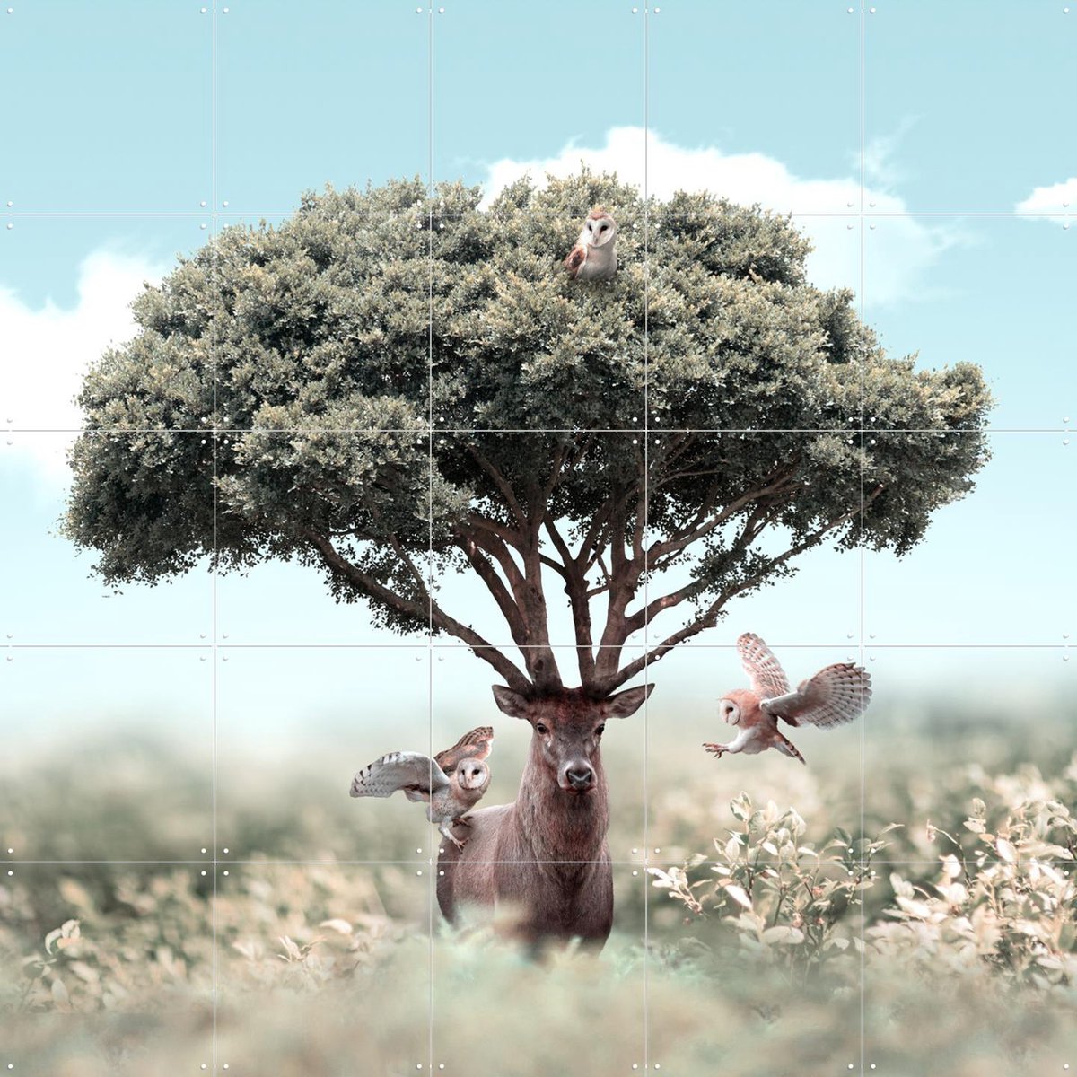 IXXI Father Nature, Julien Tabet - 100 x 100 cm - Gratis ophangtool - Grote wanddecoratie en posters - Digitale Kunst, Surrealisme, Illustraties