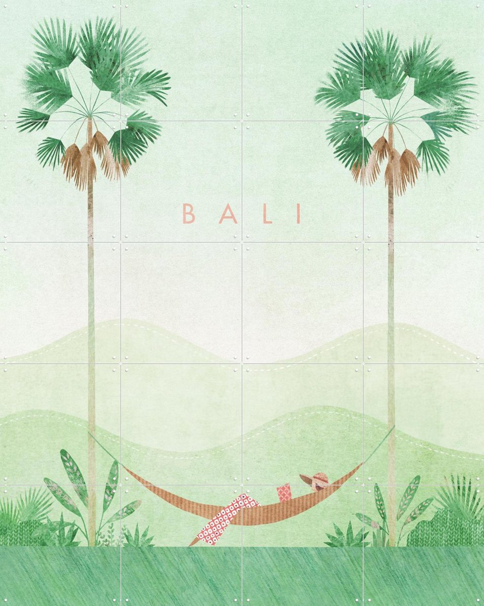IXXI Bali, Henry Rivers - 80 x 100 cm - Gratis ophangtool - Grote wanddecoratie en posters - Kleurrijk, Speels, Minimalisme, Illustraties, Digitale
