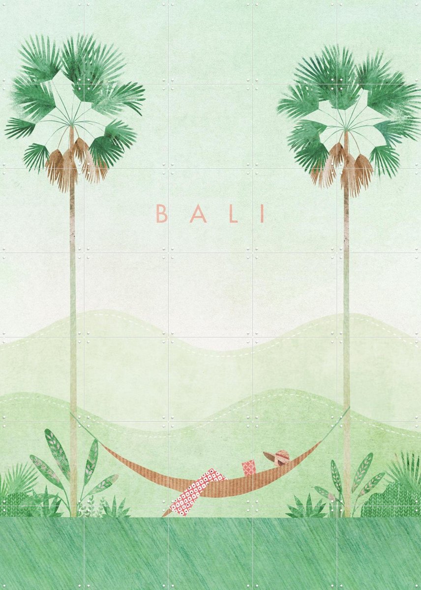 IXXI Bali, Henry Rivers - 100 x 140 cm - Gratis ophangtool - Grote wanddecoratie en posters - Kleurrijk, Speels, Minimalisme, Illustraties, Digitale