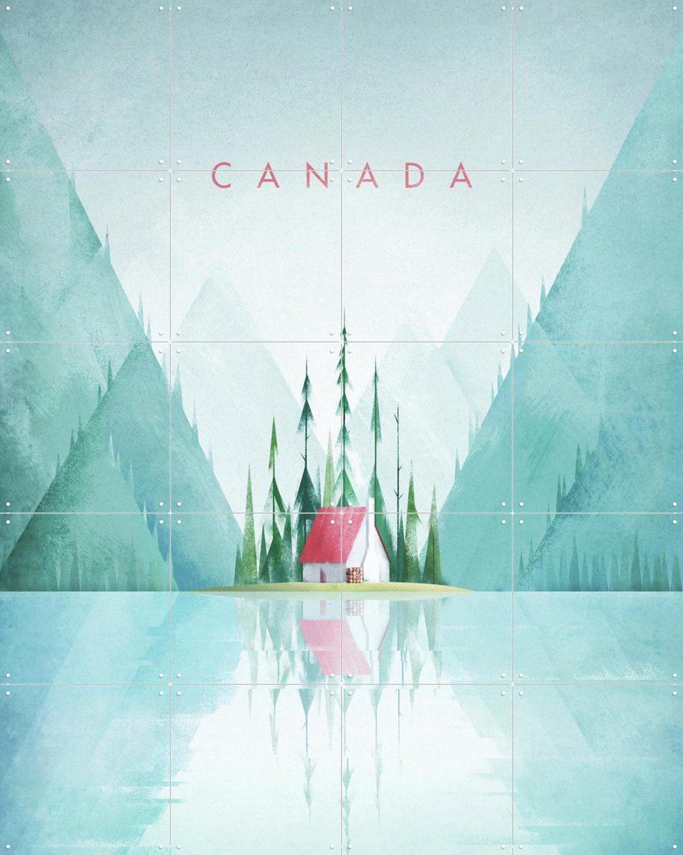 IXXI Canada, Henry Rivers - 80 x 100 cm - Gratis ophangtool - Grote wanddecoratie en posters - Geometrische Kunst, Illustraties, Kleurrijk