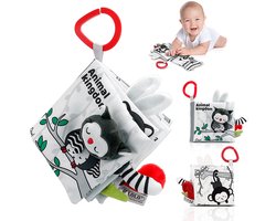 Omslag van Kraftverdia Buggyboekje - Knisperboekje Baby - Uil - Baby Boekje - Activiteitenboekje Stof - Dieren met Staarten