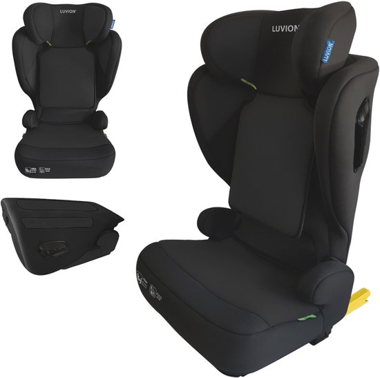 LUVION® FLEX-i Opvouwbare Autostoel – Eclipse Black (i-Size 100–150 cm) - Autostoel Groep 2 3 - Autozitje geschikt voor (3,5 tot 12 jaar) - Zwart