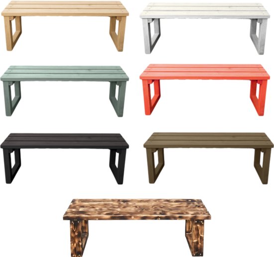 Banc de jardin en bois fait main – Livré monté – Banc de jardin naturel 120 x 45 x 45 cm – Idéal pour deux personnes – Traité à l'huile (teinté)