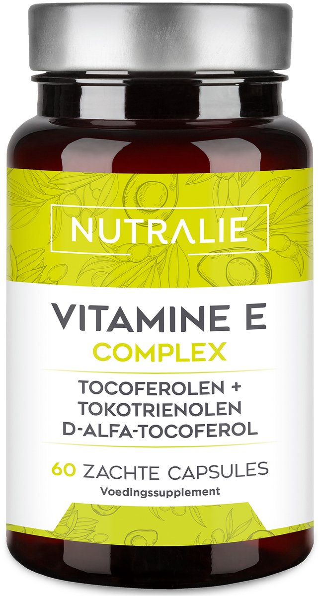 Nutralie Vitamine E - 60 Softgels - Antioxidanten Supplementen - Mannen en Vrouwen - Tocoferolen & Tocotriënolen, Celbescherming tegen Oxidatieve Stress