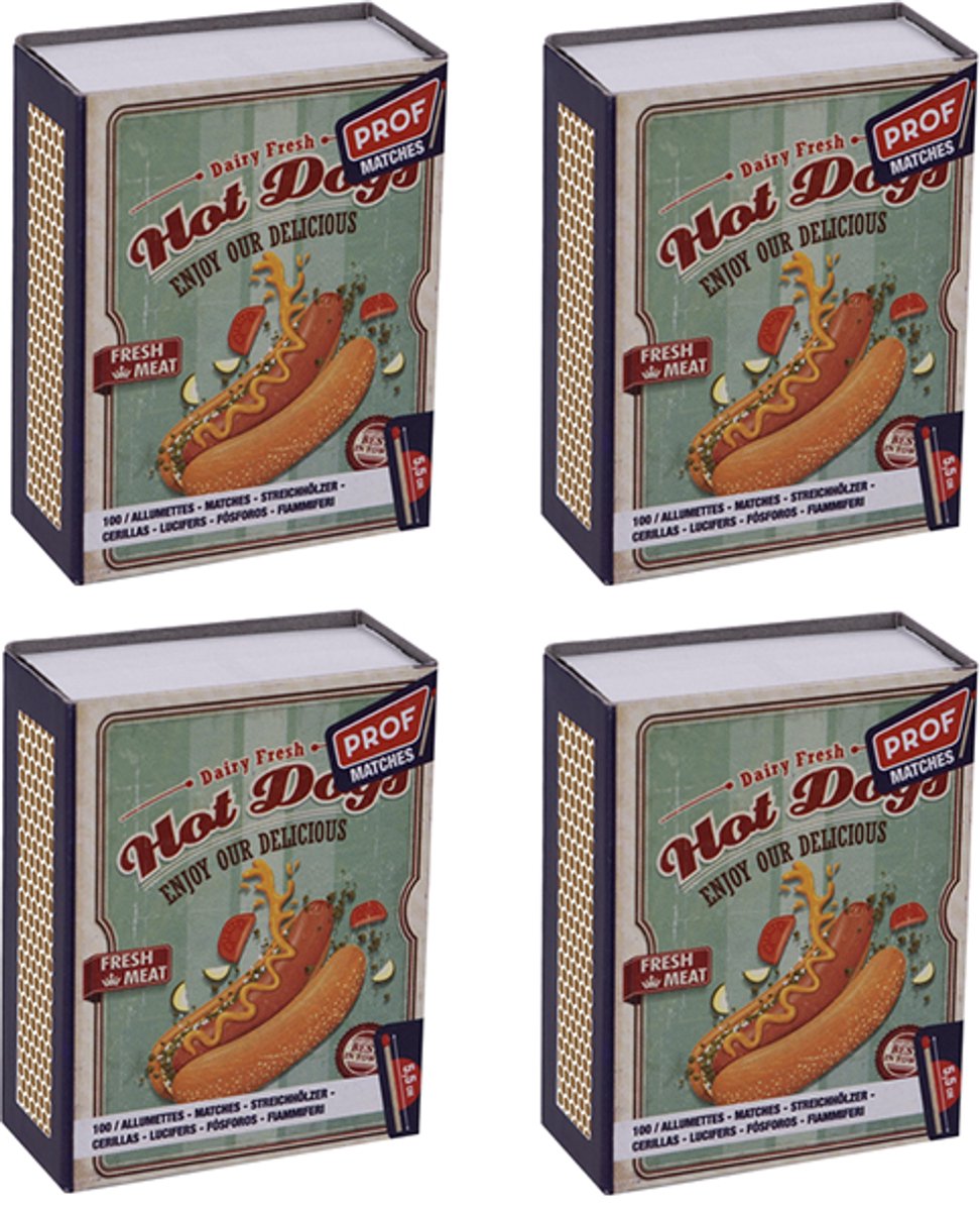 Prof Lucifers Klein - 4 doosjes van 100 stuks - Hot Dogs