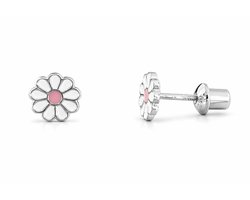 La Rosa Princesa Bloem Oorbellen 925 zilver Madeliefje Meisje – Premium - Schroefsluiting