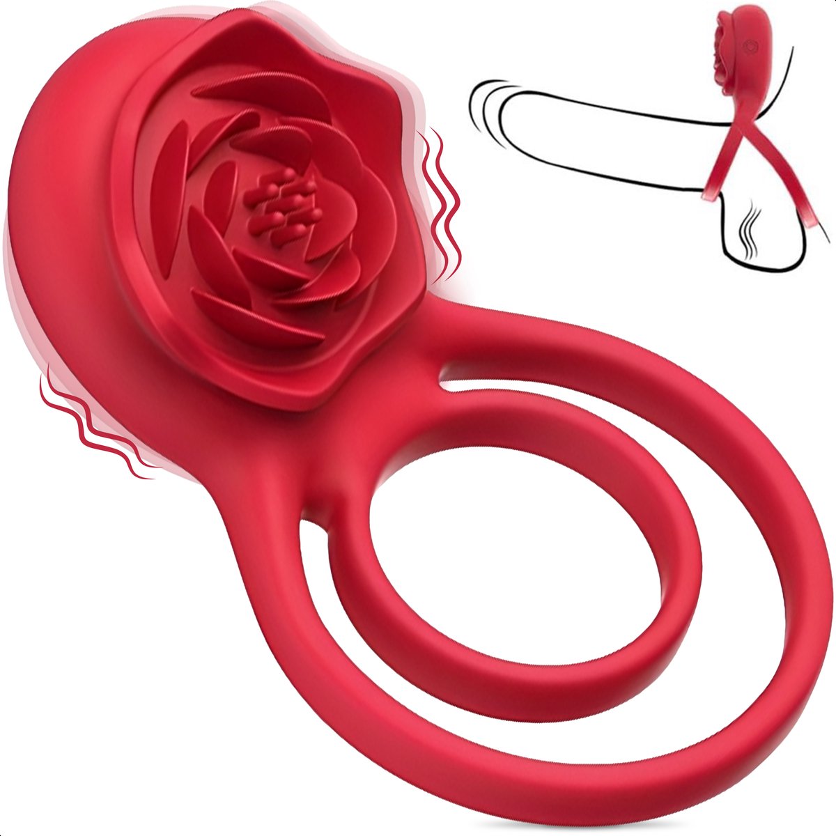 Vibrerende Cockring Silliconen - Met Roos Clitoris stimulator - Penisringen voor mannen - Sex toys voor koppels - Jespro