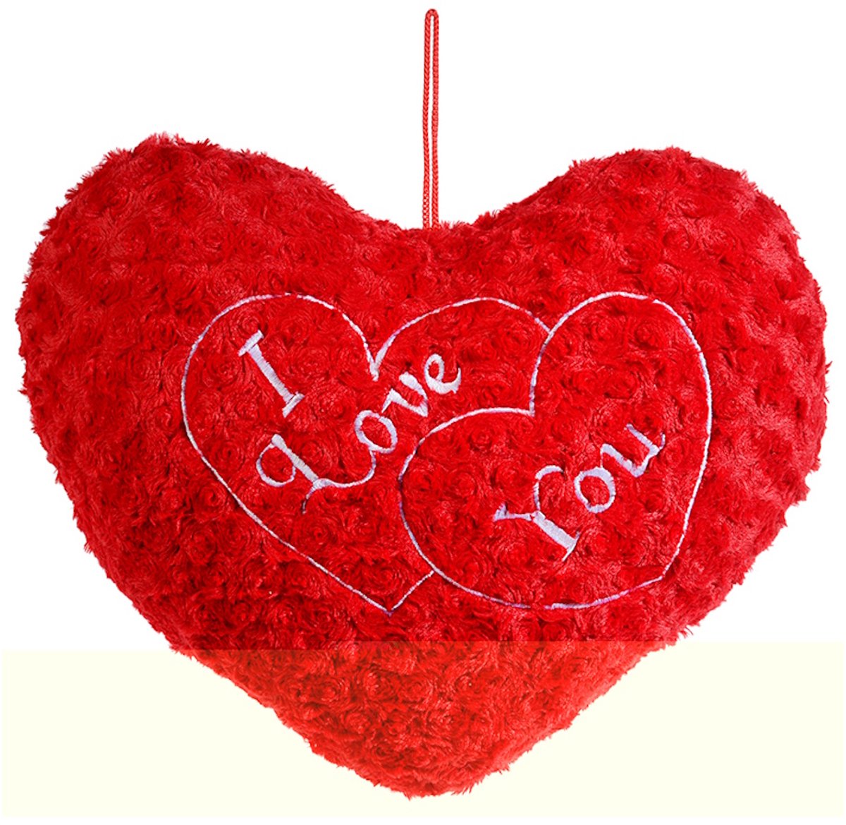 Valentijn Hartkussen – Pluche Hartvormig Kussen met “I Love You” Tekst – Rood