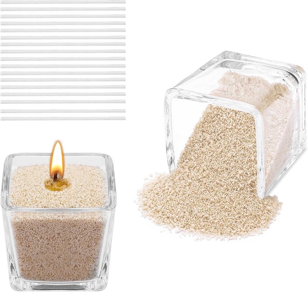 Imperatoris - Kaarsenzand - Kaarsen Zand - Burning Sand - Candle Sand - Herbruikbaar - Poederkaars - 500 g - 17 Lonten 6 cm - Bruin