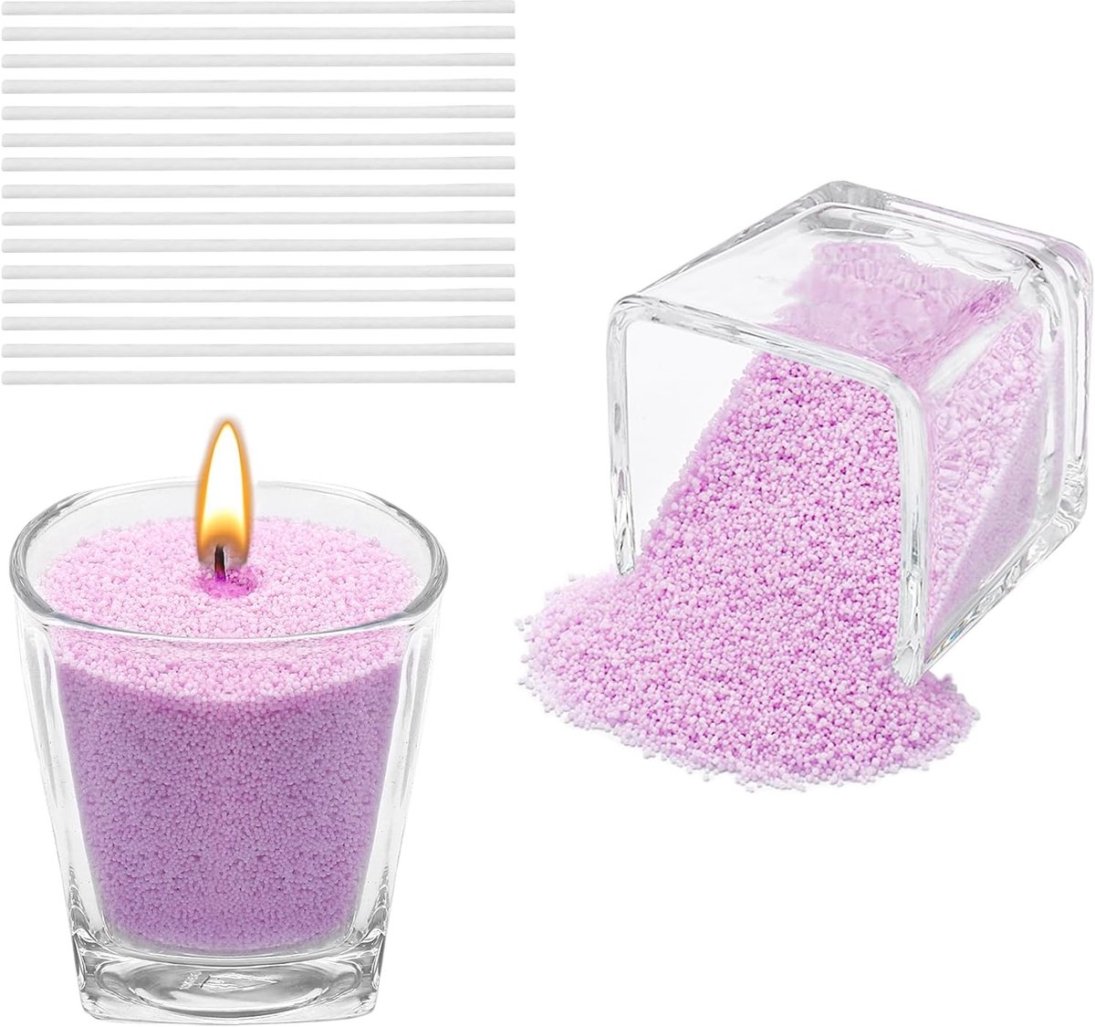 Imperatoris - Kaarsenzand - Kaarsen Zand - Burning Sand - Candle Sand - Herbruikbaar - Poederkaars - 900 g - 15 Lonten 10 cm - Paars