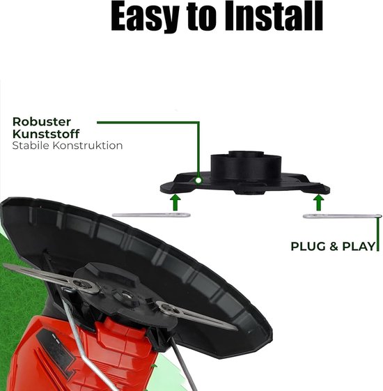 2 stuks Grasmaaierblad Disc - geschikt voor EINHELL & garten meister maaier & GARDOL & MR. GARDENER - Inclusief messen en schroefaccessoires — afbeelding 5