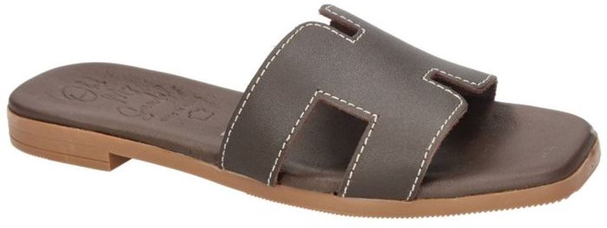 Oh! My Sandals -Dames - bruin donker - slippers & muiltjes - maat 38