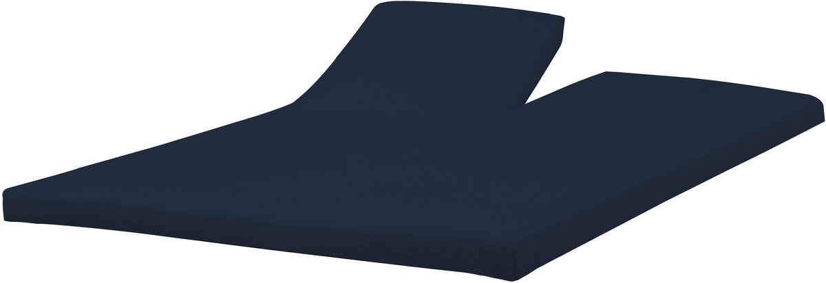 Princess Line Comfortabel Ultra-Soft Splittopper Hoeslaken 180x200 - 100% Katoen Jersey - Hoeslaken voor Elektrisch & Verstelbaar Bed - Rondom Elastiek - Hoekhoogte 15 cm - Bovensplit ca. 90 cm -Donkerblauw