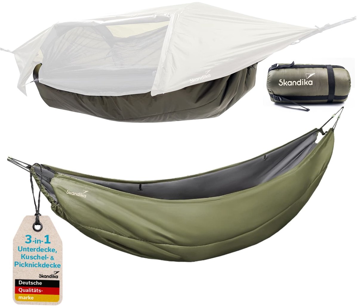 Skandika onderdeken voor hangmattentent Rian - Underquilt voor kampeerhangmatten, 220g/m microvezelvulling, 237×110 cm, 1,3 kg, machinewasbaar | Quilt, hangmat, tent, boomtent, camping, outdoor